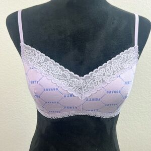 NWT: Savage X Fenty Cotton Essentails Lace Trim Bralette in Purple Size Medium
